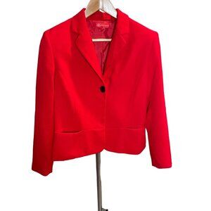 Vintage 90s Anne Klein Red Single Button Blazer Jacket Sz 10